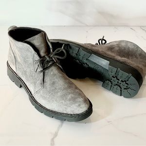 Born Banni Gray Suede Leather Lace-Up Chukka Bootie 8.5